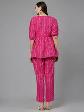 Women's Woven Design Cotton Co-Ord Set-CSRAMYAPINK